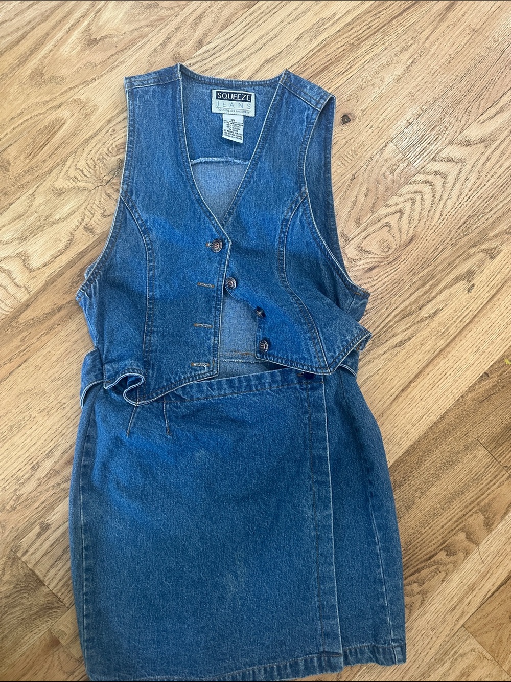 Squeeze Denim girl Dress with Matching Vest in Blue
